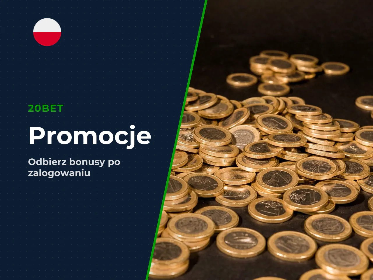 Bonusy dla graczy kasyna po wejściu na konto. Przekroczenie bramki serwisu przenosi zalogowanych graczy do centrum promocyjnego. Aktualnie 20Bet oferuje pakiet powitalny dla nowych użytkowników: