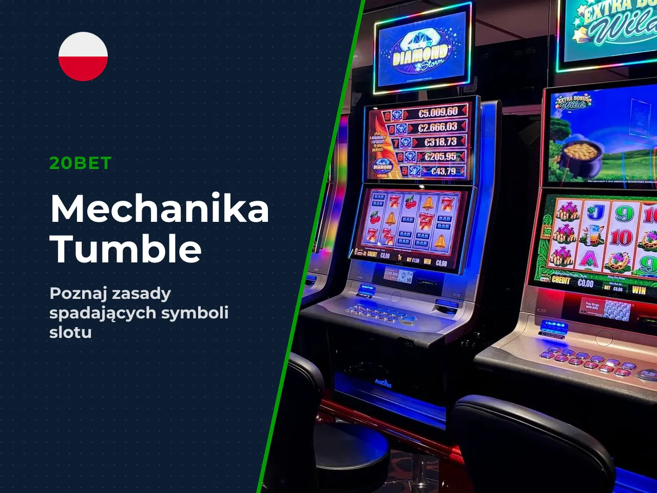 Mechanika Tumble i przebieg jednej rundy. Po każdej wygranej uruchamia się automatyczny proces **Tumble**: 1. **Wygrywające symbole znikają** z planszy po naliczeniu wypłaty. 2. **Pozostałe symbole op